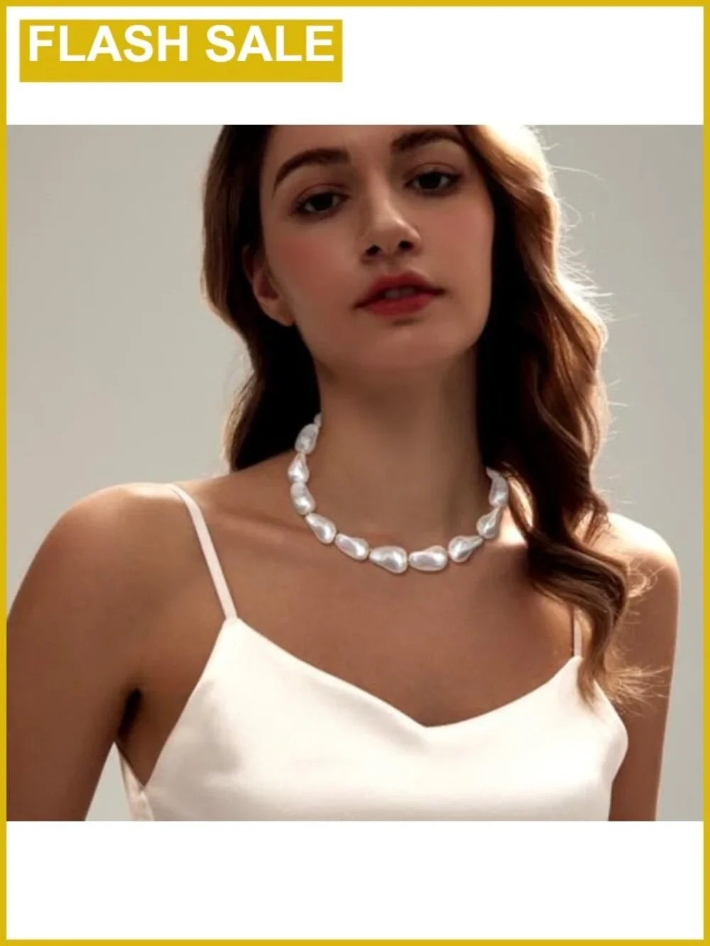 14K Gold Plated Chunky Chain Toggle Clasp Baroque Pearl Pendant Necklace